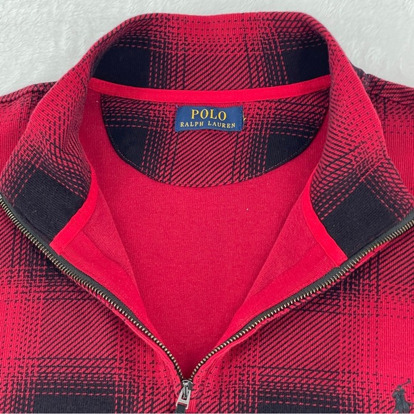 Polo Ralph Lauren Estate Rib 1/4 Zip Sweater Mens Classic Tartan Plaid